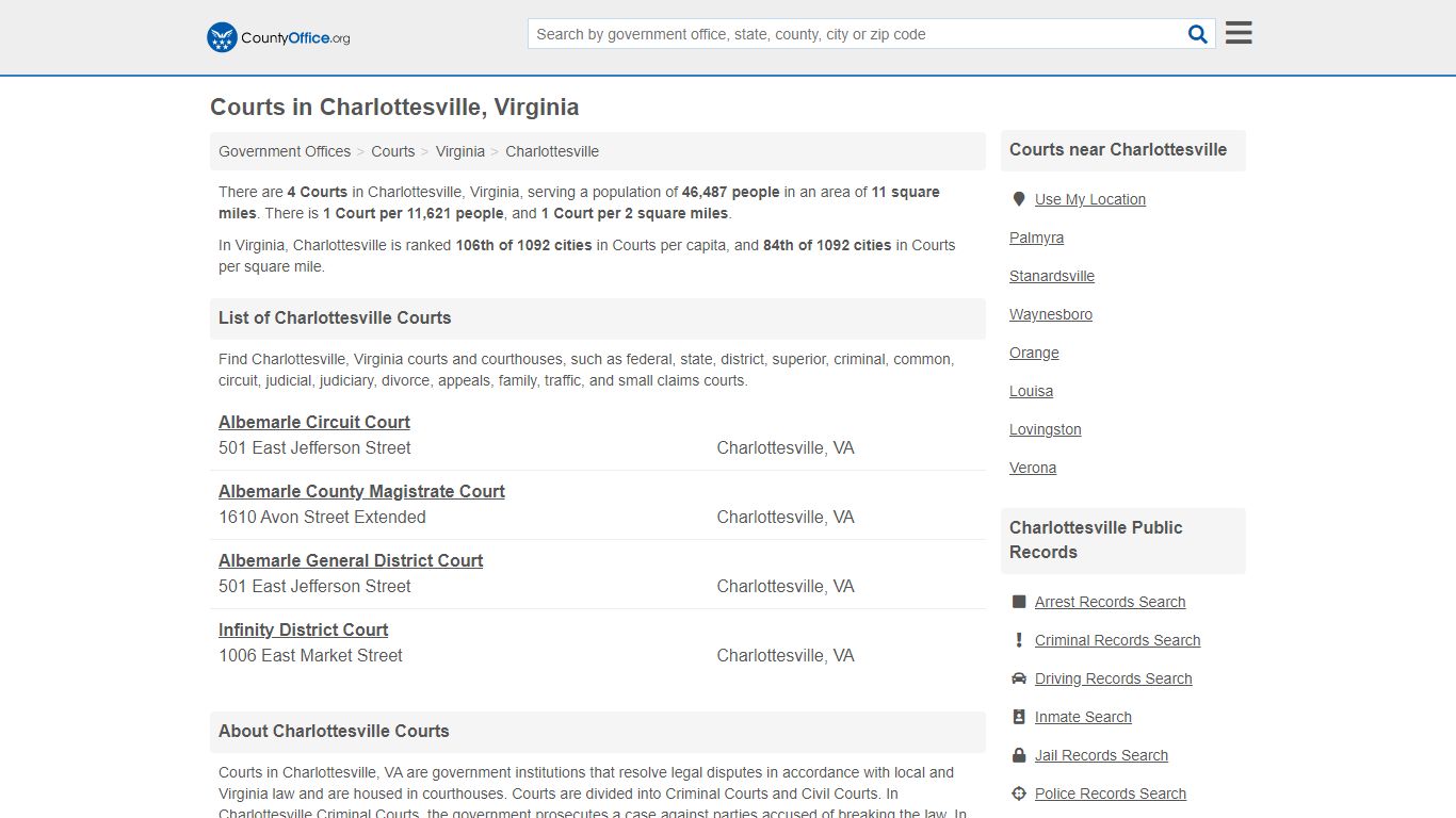 Courts - Charlottesville, VA (Court Records & Calendars)